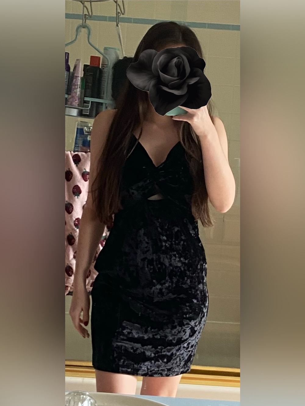 Free People Black Velvet Bodycon Dress chest cut-out never worn women’s size S